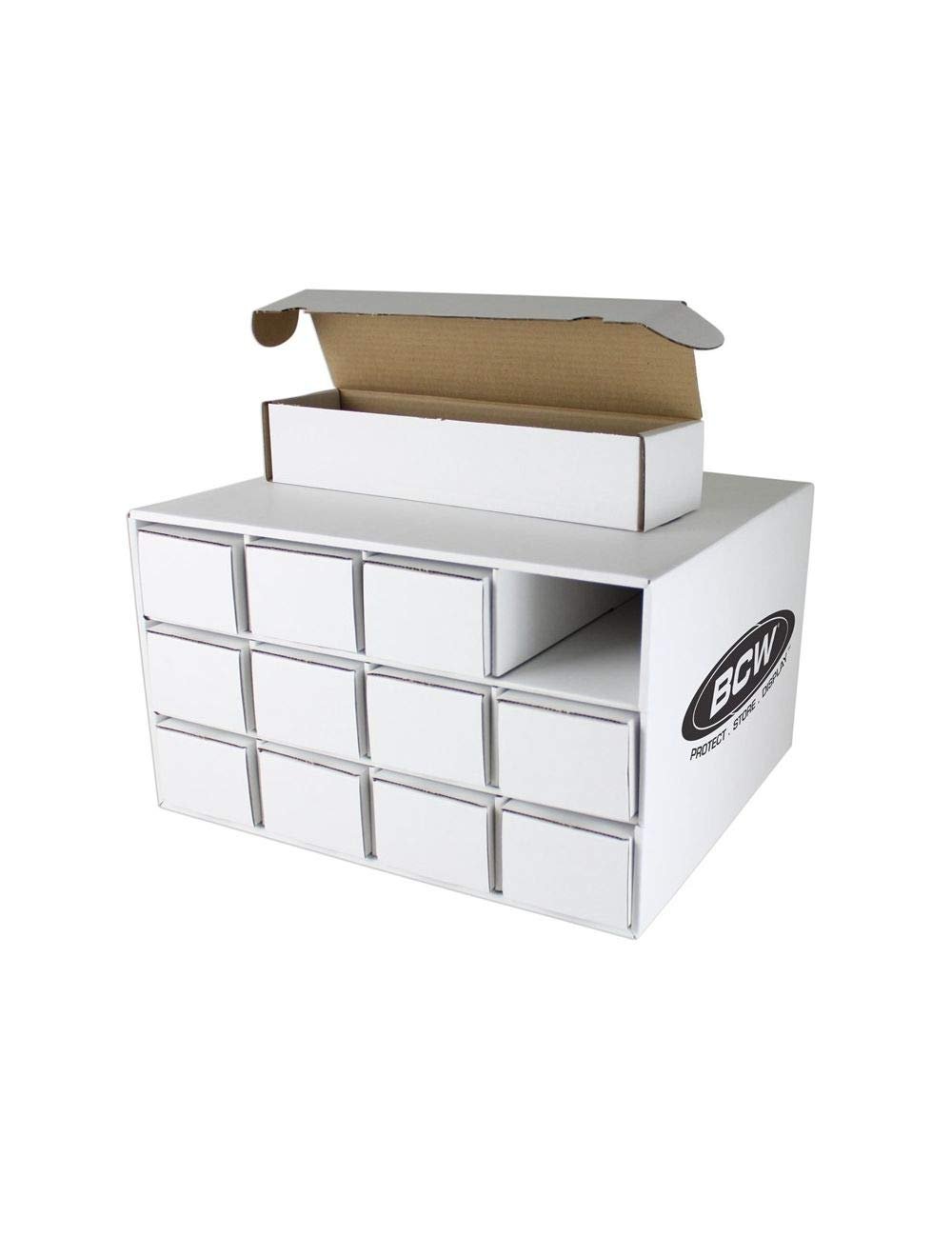 White BCW storage box with multiple drawers and open top box