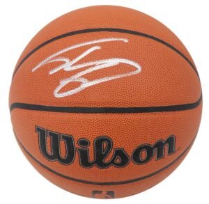 Orange Wilson basketball with a white signature on it