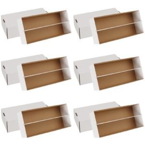 Six white cardboard boxes, open with a divider, arranged on a white background