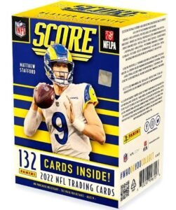 Box of 2022 NFL Score trading cards featuring Matthew Stafford