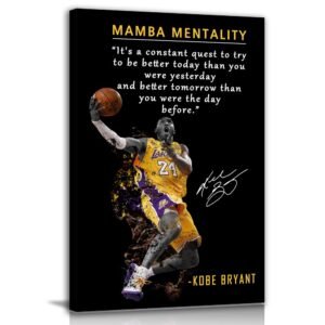 Kobe Bryant poster with quote, "Mamba Mentality", and signature