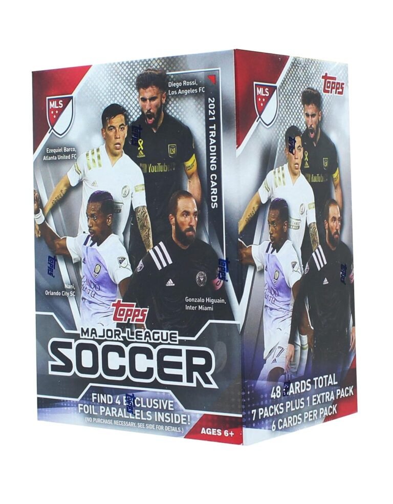 Topps Major League Soccer 2021 trading card box with soccer players
