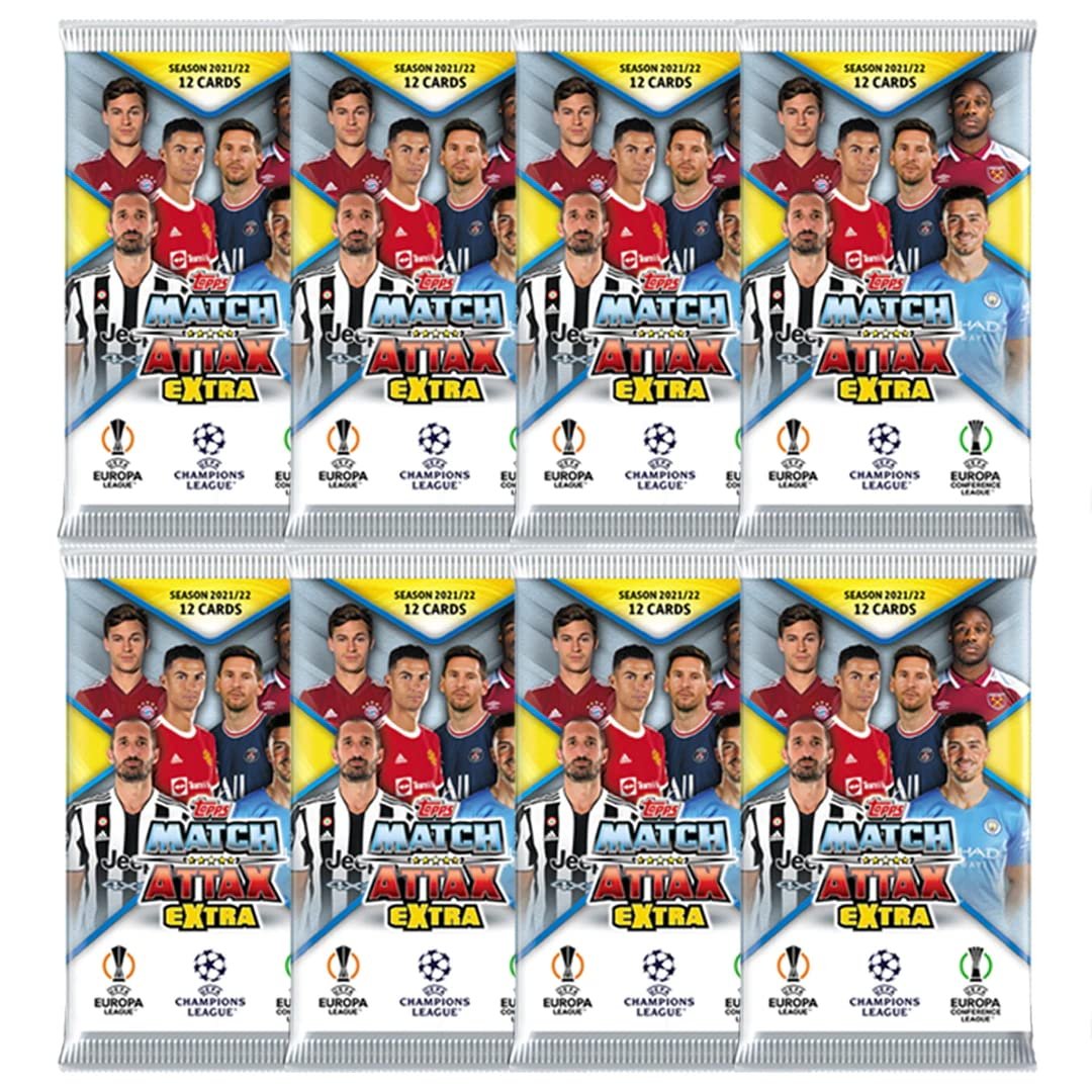 Eight packs of Topps Match Attax Extra football trading cards