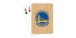 Playing cards with Golden State Warriors logo on the back. Two aces visible