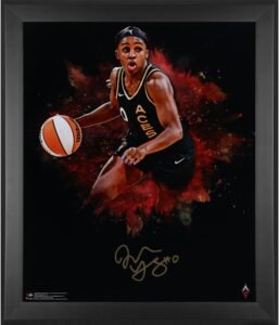 Framed print of a Las Vegas Aces basketball player with signature