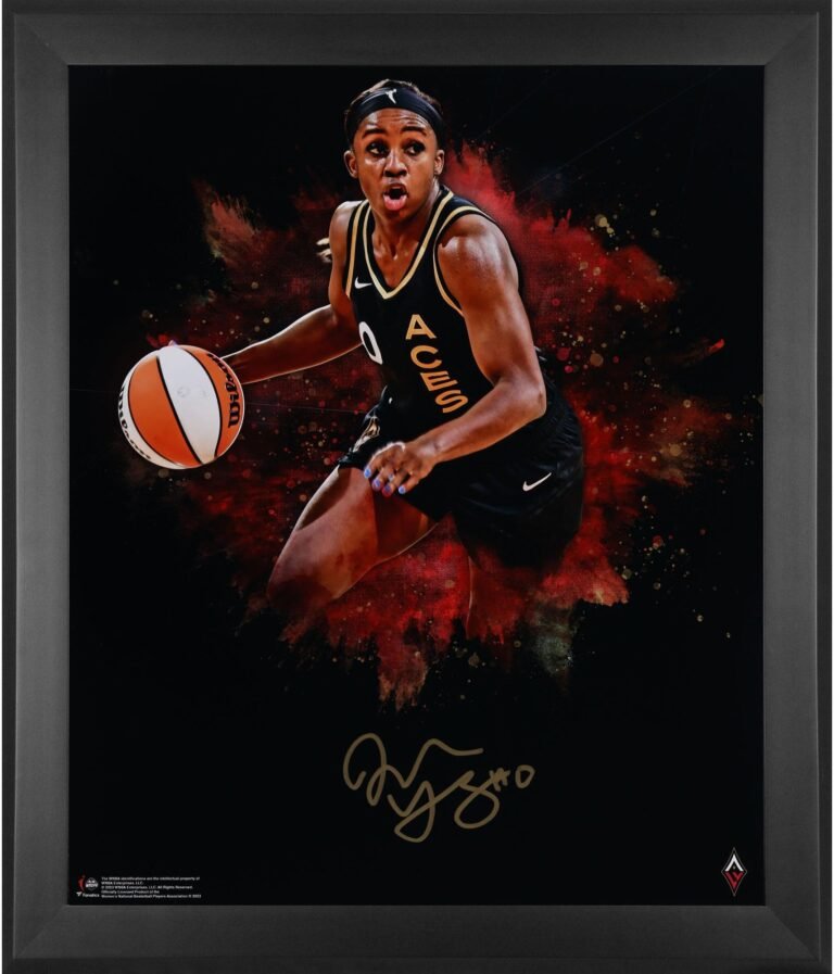 Framed print of a Las Vegas Aces basketball player with signature