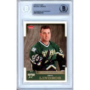 Eric Lindros Dallas Stars hockey card, autographed and graded