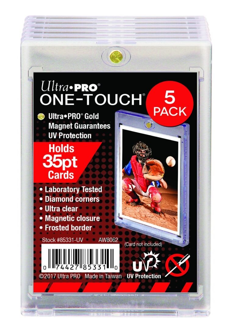 Ultra Pro One-Touch card holder 5-pack with baseball card inside
