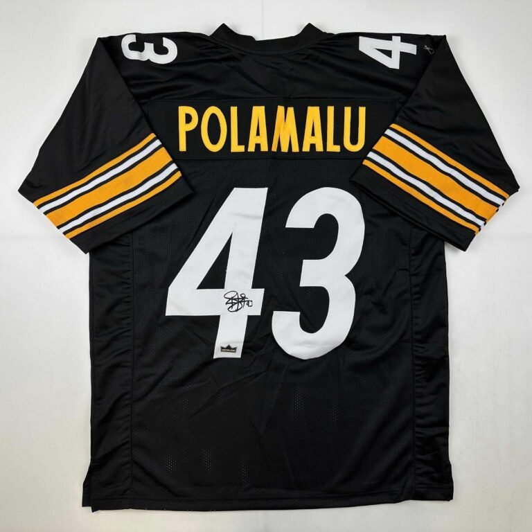 Black Pittsburgh Steelers jersey with "Polamalu" and number 43, signed