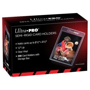 Ultra Pro semi-rigid card holder box with baseball card image on front